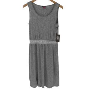Vince‎ Camuto Smocked Waist Sleeveless Midi Dress Women Medium Petite Gray